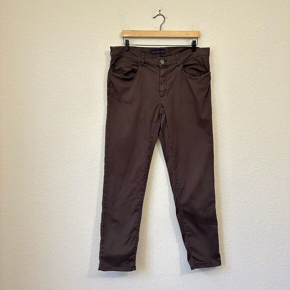 TRUSSARDI JEANS Mens Casual Straight Leg Chino Trousers in Brown